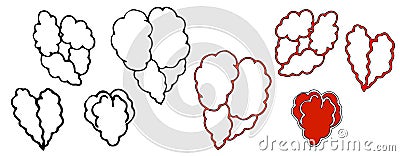 Set. Hearts Isolated on white background. Valentine`s Day. Vector Illustration